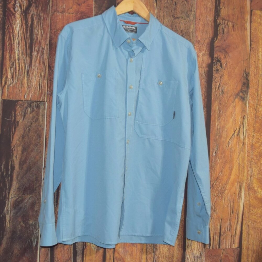 SIMMS FISHING PRODUCTS Men's Sz L Long Sleeve Fishing Button Front Shirt